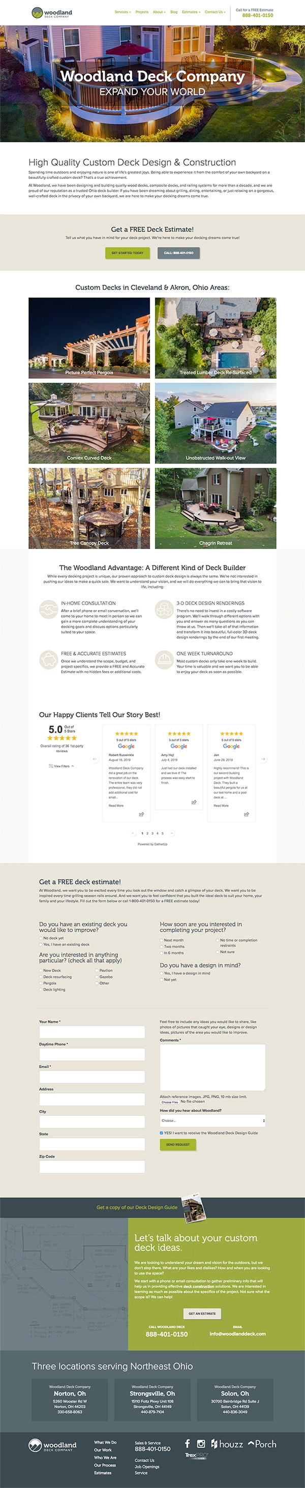 landing page design construction companies