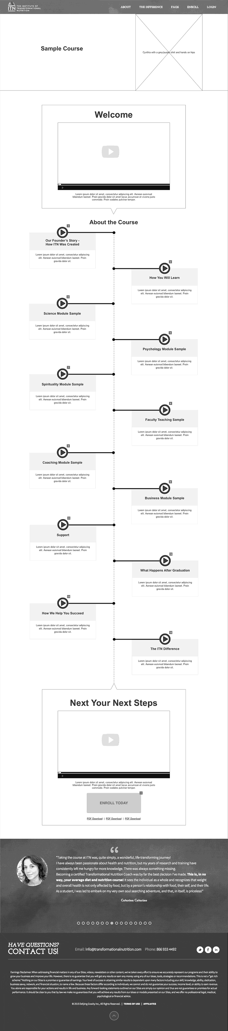 samplecourse-wireframe landing page wireframe